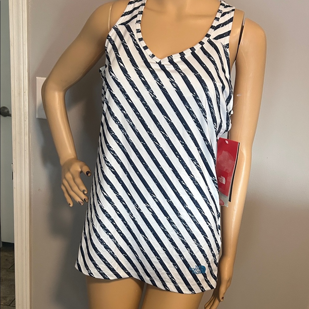 The North Face Navy & White Diagonal Stripe Tank Top NWT
